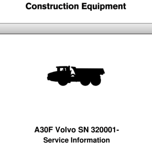 Volvo A30F Articulated Dump Truck Repair Service Manual (SN after 320001 -)